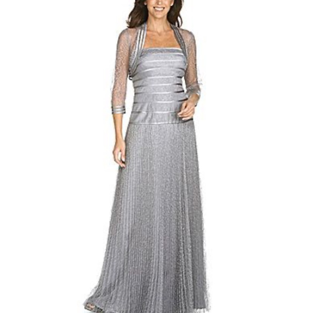 Js Collection Elegant Silver Evening Gown